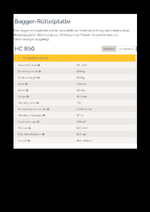 Vibratoare de suprafață montabile Epiroc HC 850 