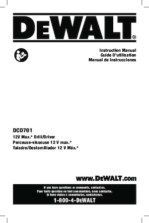 Burghie și șurubelnite fără fir DEWALT DCD701B