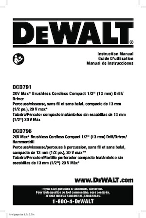 Burghie și șurubelnite fără fir DEWALT DCD791B