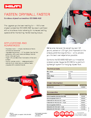Burghie și șurubelnite fără fir Hilti SD 5000-A22 02 