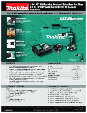 Burghie și șurubelnite fără fir Makita XSF04Z