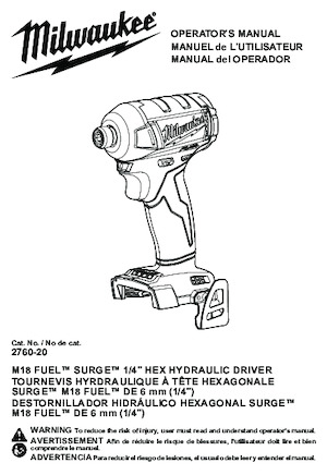 Șurubelnițe cu impact, fără fir, & chei fixe Milwaukee 2760-20