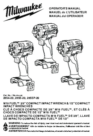 Șurubelnițe cu impact, fără fir, & chei fixe Milwaukee 2854-20