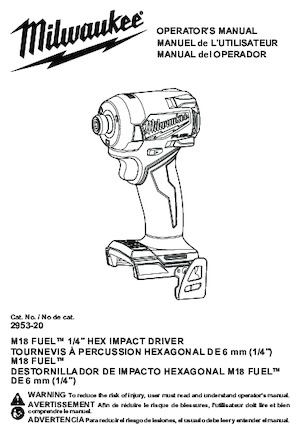 Șurubelnițe cu impact, fără fir, & chei fixe Milwaukee 2953-20