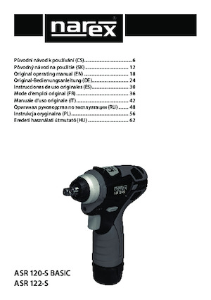 Șurubelnițe cu impact, fără fir, & chei fixe Narex ASR 120-S
