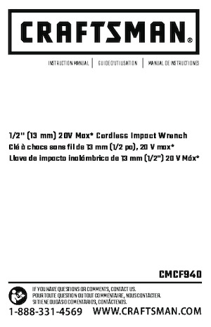 Șurubelnițe cu impact, fără fir, & chei fixe Craftsman CMCF940M1