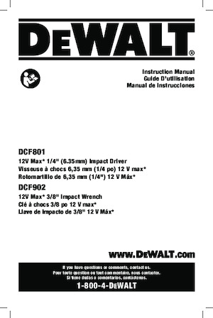 Șurubelnițe cu impact, fără fir, & chei fixe DEWALT DCF801B
