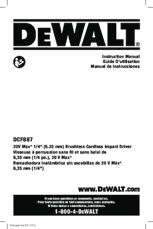Șurubelnițe cu impact, fără fir, & chei fixe DEWALT DCF887B