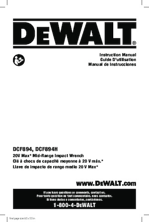 Șurubelnițe cu impact, fără fir, & chei fixe DEWALT DCF894B
