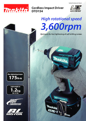 Șurubelnițe cu impact, fără fir, & chei fixe Makita DTD154