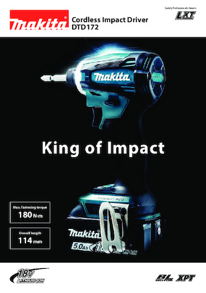 Șurubelnițe cu impact, fără fir, & chei fixe Makita DTD172