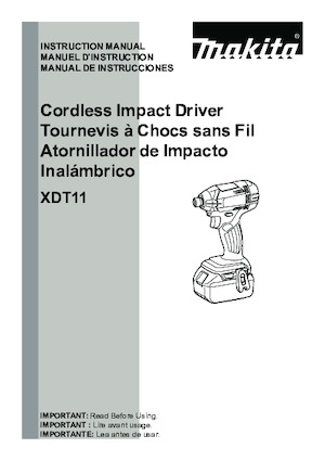 Șurubelnițe cu impact, fără fir, & chei fixe Makita XDT11Z