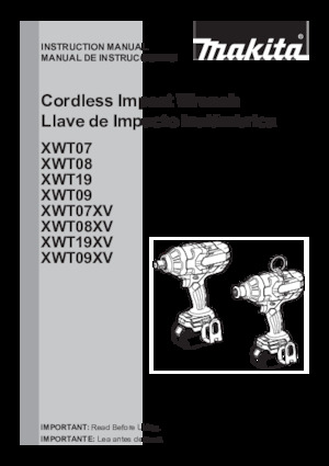 Șurubelnițe cu impact, fără fir, & chei fixe Makita XWT19Z