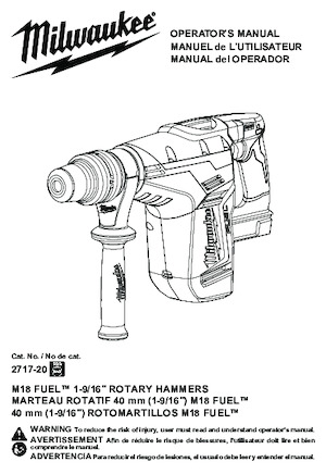 Ciocane rotative fără fir (SDS) Milwaukee 2717-20