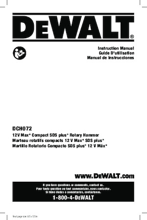 Ciocane rotative fără fir (SDS) DEWALT DCH072B