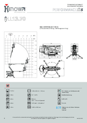 Nacele cu braț articulat pe șenile Hinowa Lightlift 13.70 Performance IIIS