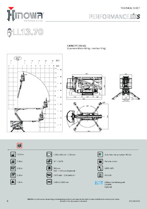 Nacele cu braț articulat pe șenile Hinowa Lightlift 13.70 Performance IIIS