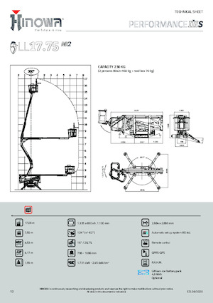 Nacele cu braț articulat pe șenile Hinowa Lightlift 17.75 Performance IIIS MK3