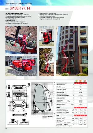 Nacele cu braț articulat pe șenile Platform Basket SPIDER 27.14 ED