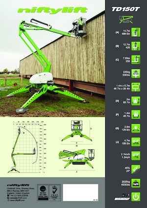 Nacele cu braț articulat pe șenile Niftylift TD150T