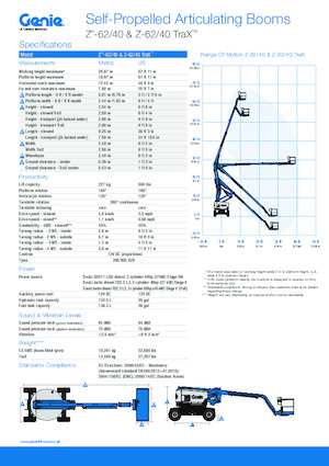 Nacele cu braț articulat pe șenile Genie Z-62/40 TraX