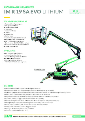 Nacele cu braț articulat pe șenile Imer IM R 19 SA Evo Lithium