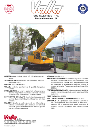 Macarale pe șenile - braț telescopic Valla 120 TRX-D