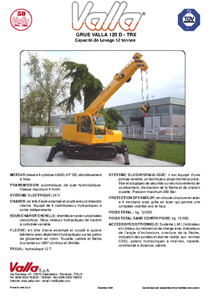 Macarale pe șenile - braț telescopic Valla 120 TRX-D