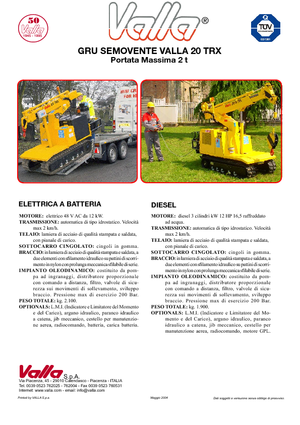 Macarale pe șenile - braț telescopic Valla 20 TRX-E