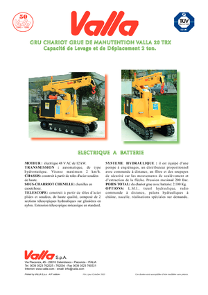 Macarale pe șenile - braț telescopic Valla 20 TRX-E