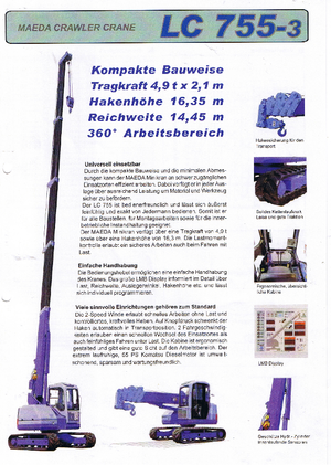 Macarale pe șenile - braț telescopic Maeda LC 755-3