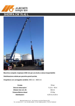 Macarale pe șenile - braț telescopic Marchetti Sherpa 70.42 L