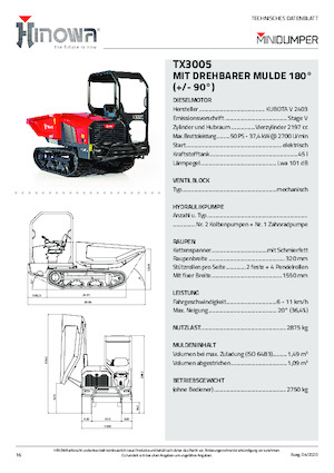 Dumpere pe Şenile Hinowa TX3005