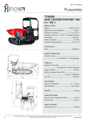 Dumpere pe Şenile Hinowa TX3005