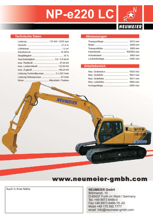 Excavatoare pe șenile Neumeier NP-e 220 LC