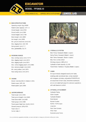 Excavatoare pe șenile PowerPlus PP280E-XI