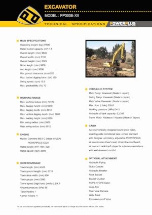 Excavatoare pe șenile PowerPlus PP300E-XII