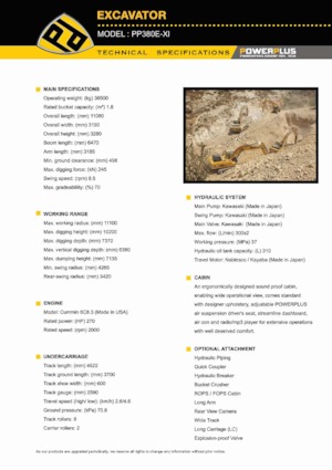Excavatoare pe șenile PowerPlus PP380E-XI