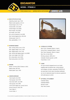 Excavatoare pe șenile PowerPlus PP800E-XI