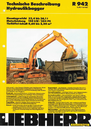 Excavatoare pe șenile Liebherr R 942 Litr. V