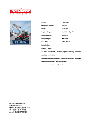 Excavatoare pe șenile Takeuchi TB 175 CV