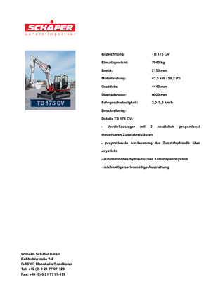 Excavatoare pe șenile Takeuchi TB 175 CV