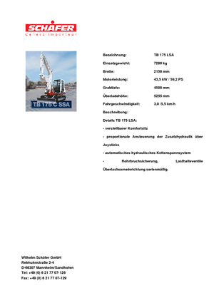 Excavatoare pe șenile Takeuchi TB 175