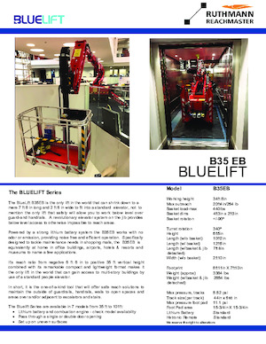 Nacele cu braț articulat pe șenile Ruthmann BLUELIFT B35 EB