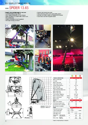 Nacele telescopice pe șenile Platform Basket SPIDER 13.65 ED