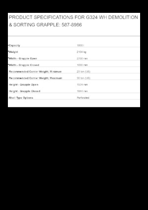Apucătoare de demolare Caterpillar G324-WH