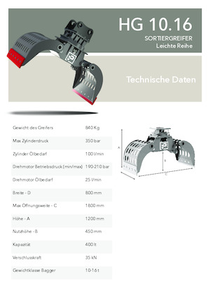 Apucătoare de demolare Promove HG 10.16
