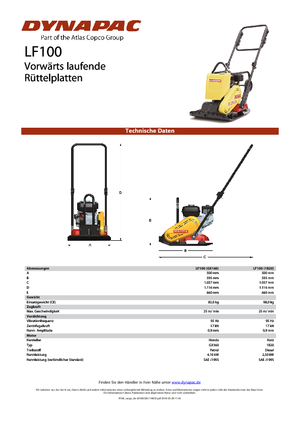 Plăci vibratoare cu o singură direcție Dynapac LF 100 (1B20)