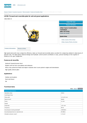Plăci compactoare reversibile Atlas Copco LG 160