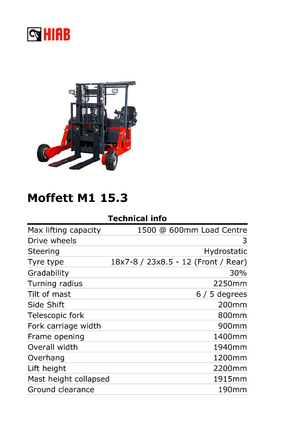 Stivuitoare montate pe camion Diesel Moffett M 1-15.3